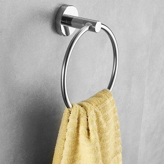 Porte serviette forme anneau gris acier