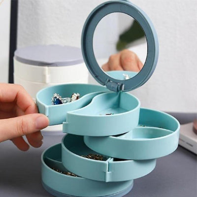 Boite a bijoux bleu avec miroir 