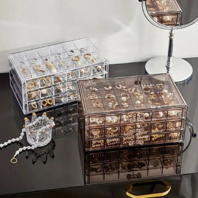 Boite a bijoux sur meuble  transparente fermé bijoux visible