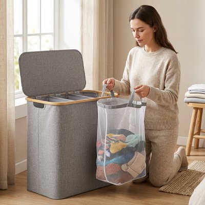 Panier à linge sale femme prend 1 compartiment detachable du panier