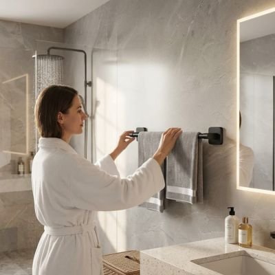 Porte serviette mural femme repositionne serviette