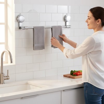 Porte serviette mural fixer au mur sans perçage