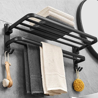 Porte serviette noir  fixer au mur bar suspension et etagere pour ranger serviette