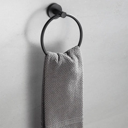Porte serviette noir forme anneau fixer au mur