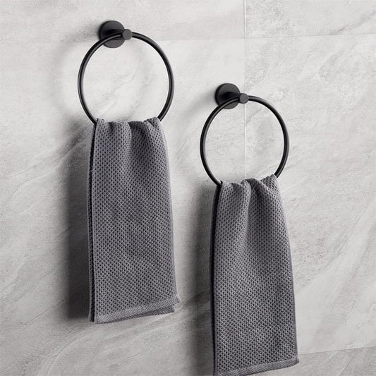 Porte serviette noir forme d'anneau fixer au mur