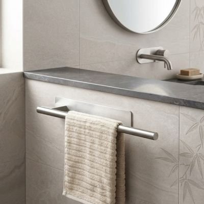Porte serviette salle de bain gris fixer au meuble