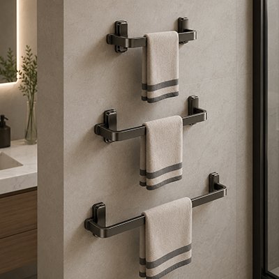 Porte serviette salle de bain trois taille fixer au mur plus petit au plus grand
