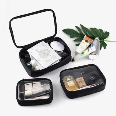 Trousse de maquillage ouverte et transparente maquillage rangé