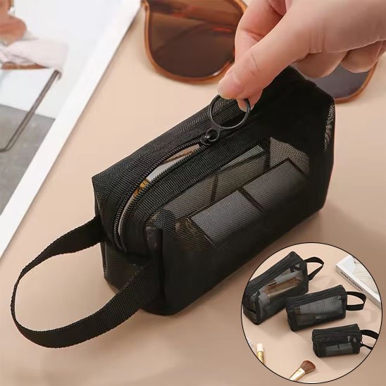 Trousse de maquillage transparente noir