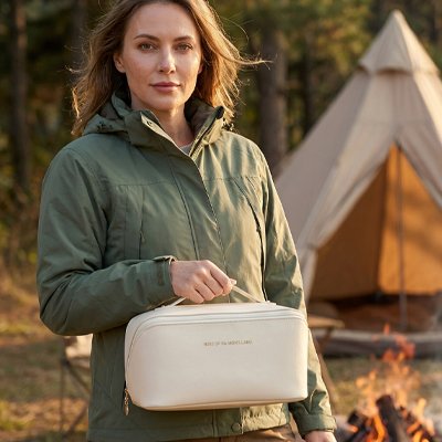Trousse de toilette femme porte avec poignée trousse devant tente