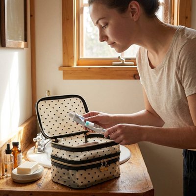 Trousse de toilette femme utilise produit