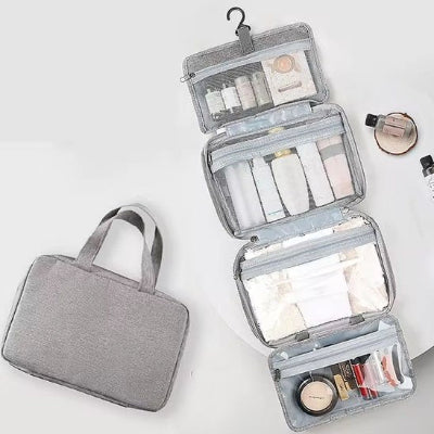 Trousse de toilette gris interieur transparent