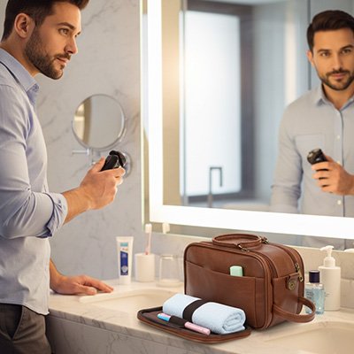 Trousse de toilette homme prend sa tondeuse