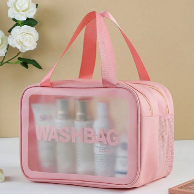 Trousse de toilette rose avec poignée