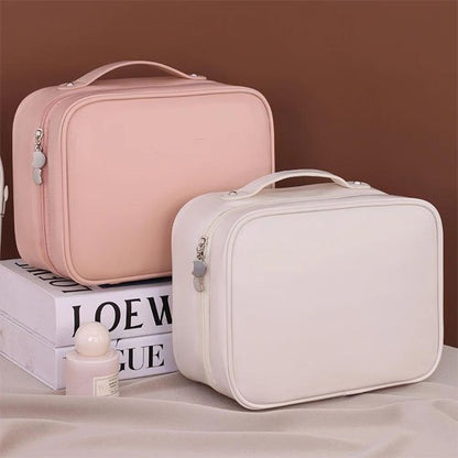 Trousse maquillage beige et rose fermé