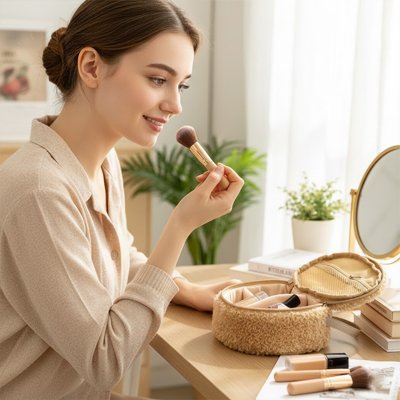 Trousse maquillage fille femme se maquille
