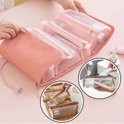 trousse maquillage rose avec compartiment 